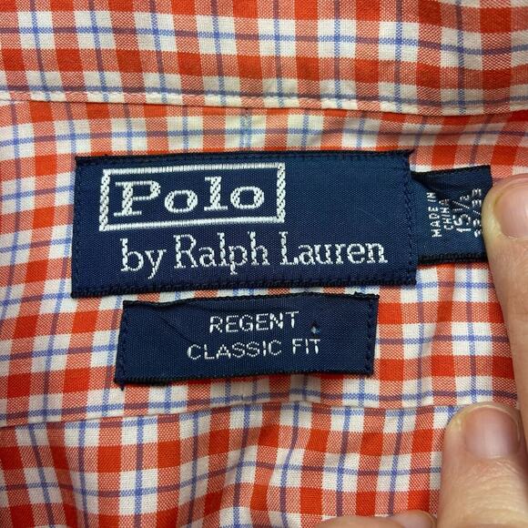 Polo Ralph Lauren Regent Shirt Men's 15.5 Orange Plaid Classic Fit Button Down - Picture 5 of 12